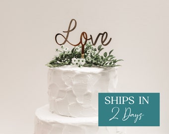 Love Cake Topper, Rose Gold Acrylic Cake Topper, Anniversary Cake Topper, Acrylic Cake Topper, Wedding Cake Topper, Modern Cake Topper