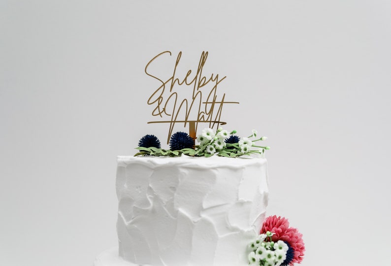 Couple Names Wedding Cake Topper, Acrylic Cake Topper, Personalized Cake Topper, Custom Wedding Cake, Gold Wedding Cake Topper image 2