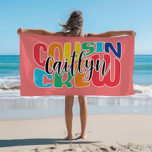 Kids Name Towel, Personalized Towel, Personalized Beach Towel, Towel with Name, Gift for Kids, Cousin Crew Beach Towel, Family Trip Towels