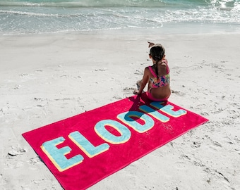 Kids Name Towel, Personalized Towel, Personalized Beach Towel, Towel with Name, Gift for Kids, Colored Kids Towel, Custom Beach Towel