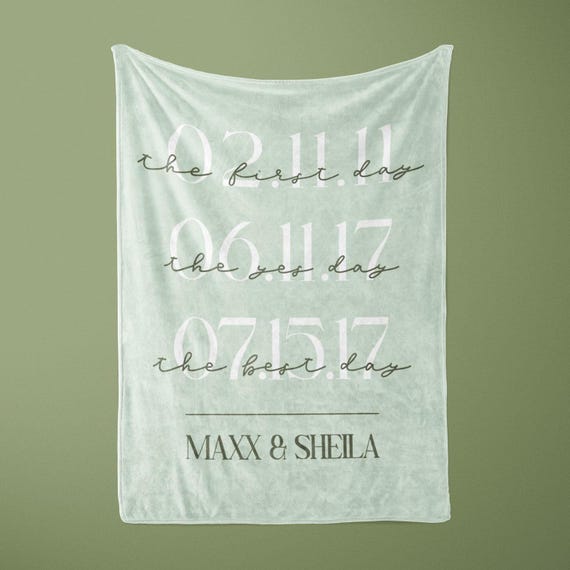 First Day Best Day Yes Day Blanket, Personalized Wedding Blanket, Wedding Gift for Newlyweds, Soft Blanket for New Home, Personalized Gift
