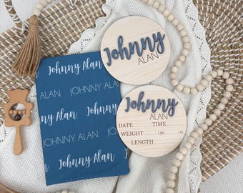 Newborn Name Blanket, baby name swaddle, first and middle name blanket, baby name swaddle, newborn swaddle and blanket, Baby Swaddle for Boy
