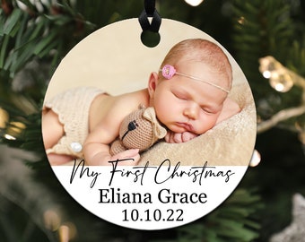 Custom Baby's First Christmas Ornament, First Christmas, Picture Ornament, Personalized First Christmas, Baby Ornament, Milestone Ornament