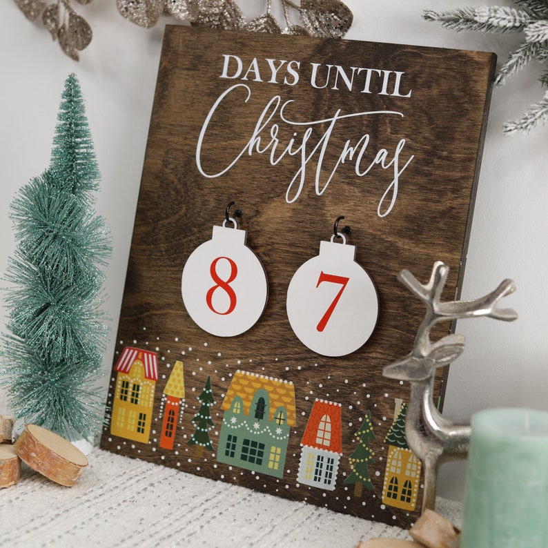 Christmas Countdown Sign, Days Until Christmas Sign, Early Christmas Countdown, Days Until Christmas Sign, Classic Holiday Decor image 2