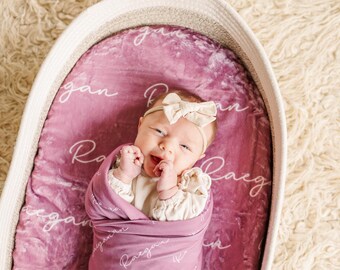 Baby Name Swaddle, Newborn Name Swaddle, Personalized Baby Name Swaddle, Hospital Blanket, Baby Shower Gift, Custom Baby Gift, Pink Swaddle