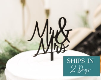 Acrylic Mr And Mrs Cake Topper - Wedding Cake Decor, Personalized Couple Topper