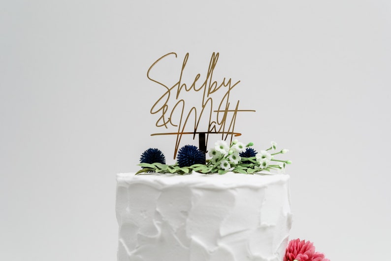 Couple Names Wedding Cake Topper, Acrylic Cake Topper, Personalized Cake Topper, Custom Wedding Cake, Gold Wedding Cake Topper image 4