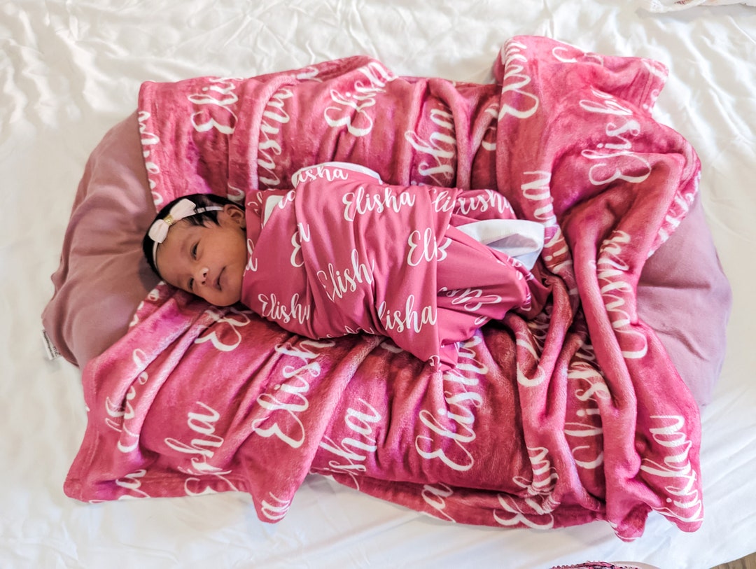 Baby Name Swaddle, Newborn Name Swaddle, Personalized Baby Name Swaddle
