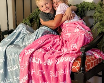Kids Name Blanket, Personalized Soft Throw Blanket for Child