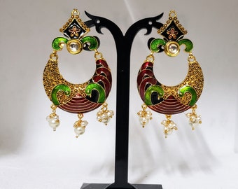 Gold Plated Meenakari Earrings