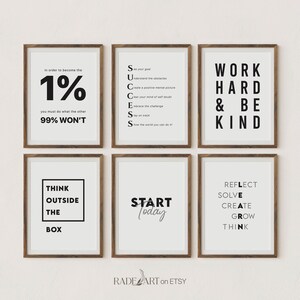 Office Wall Art, Set of 6, Printables, Home Office Decor, Motivational ...