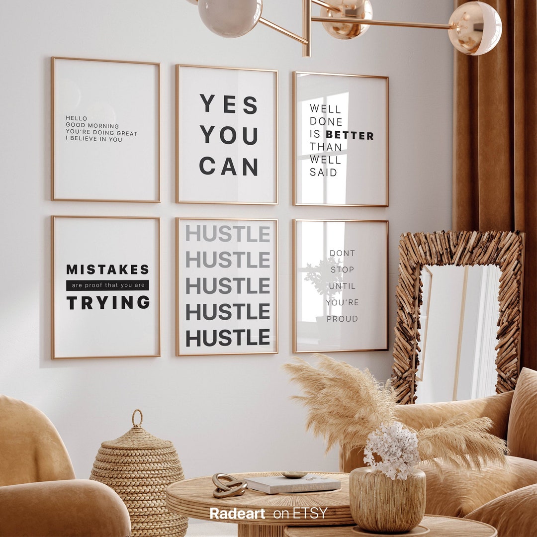 Office Wall Art, Set of 6, Printables, Home Office Decor, Motivational