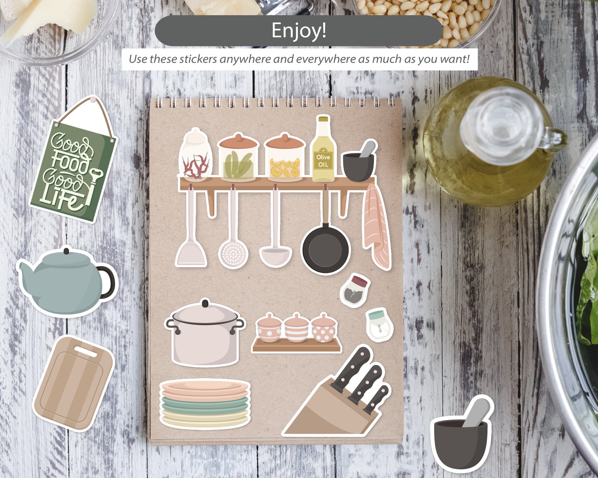 Digital Kitchen Stickersprintable Downloadable Instant Etsy UK