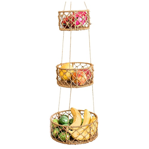 Hanging Fruit Basket Rattan Basket Fruit Basket Kitchen Etsy