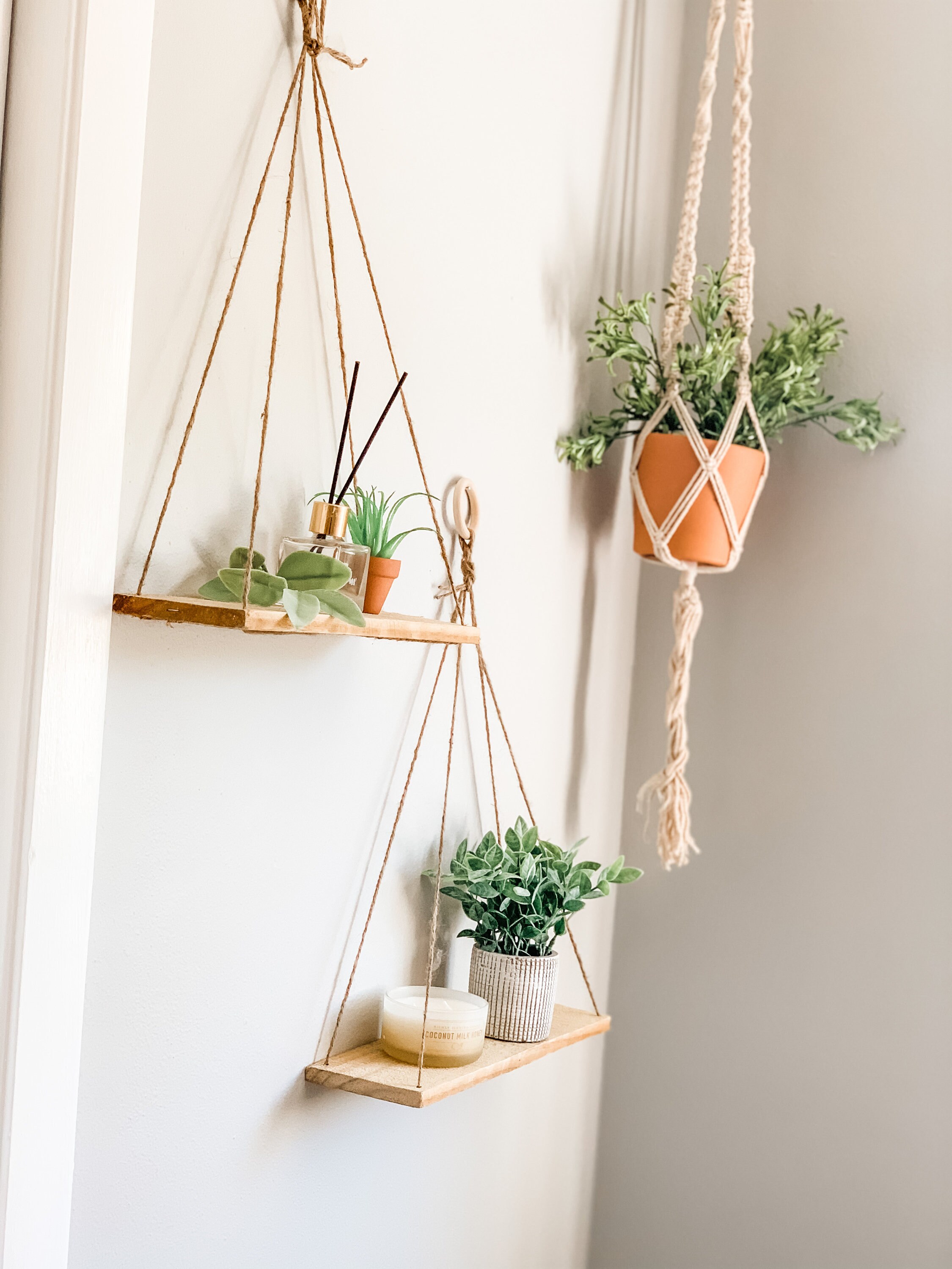 Boho Hanging Shelf set of 2 Hanging Shelves Hanging Etsy