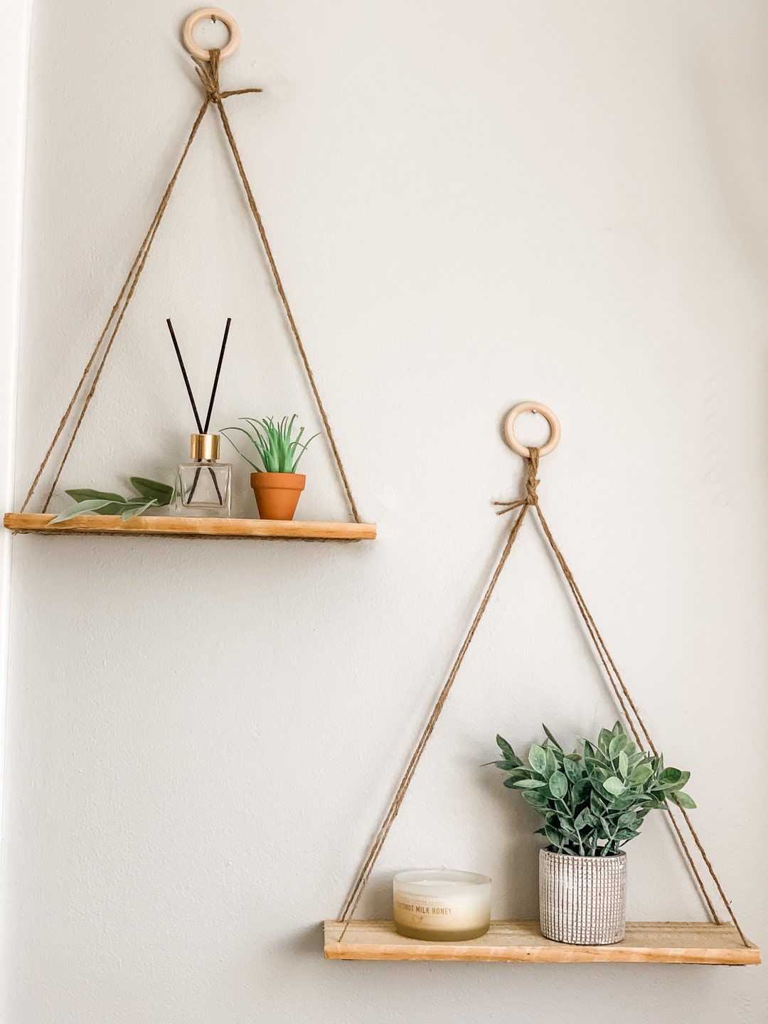 Boho Hanging Shelf set of 2 Hanging Shelves Hanging Etsy