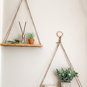 Boho Hanging Shelf (Set of 2) | hanging shelves, hanging planter, macrame shelf, boho wall decor, hanging shelf , lightweight shelves