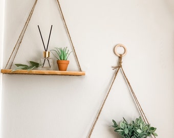 Boho Hanging Shelf (Set of 2) | hanging shelves, hanging planter, macrame shelf, boho wall decor, hanging shelf , lightweight shelves