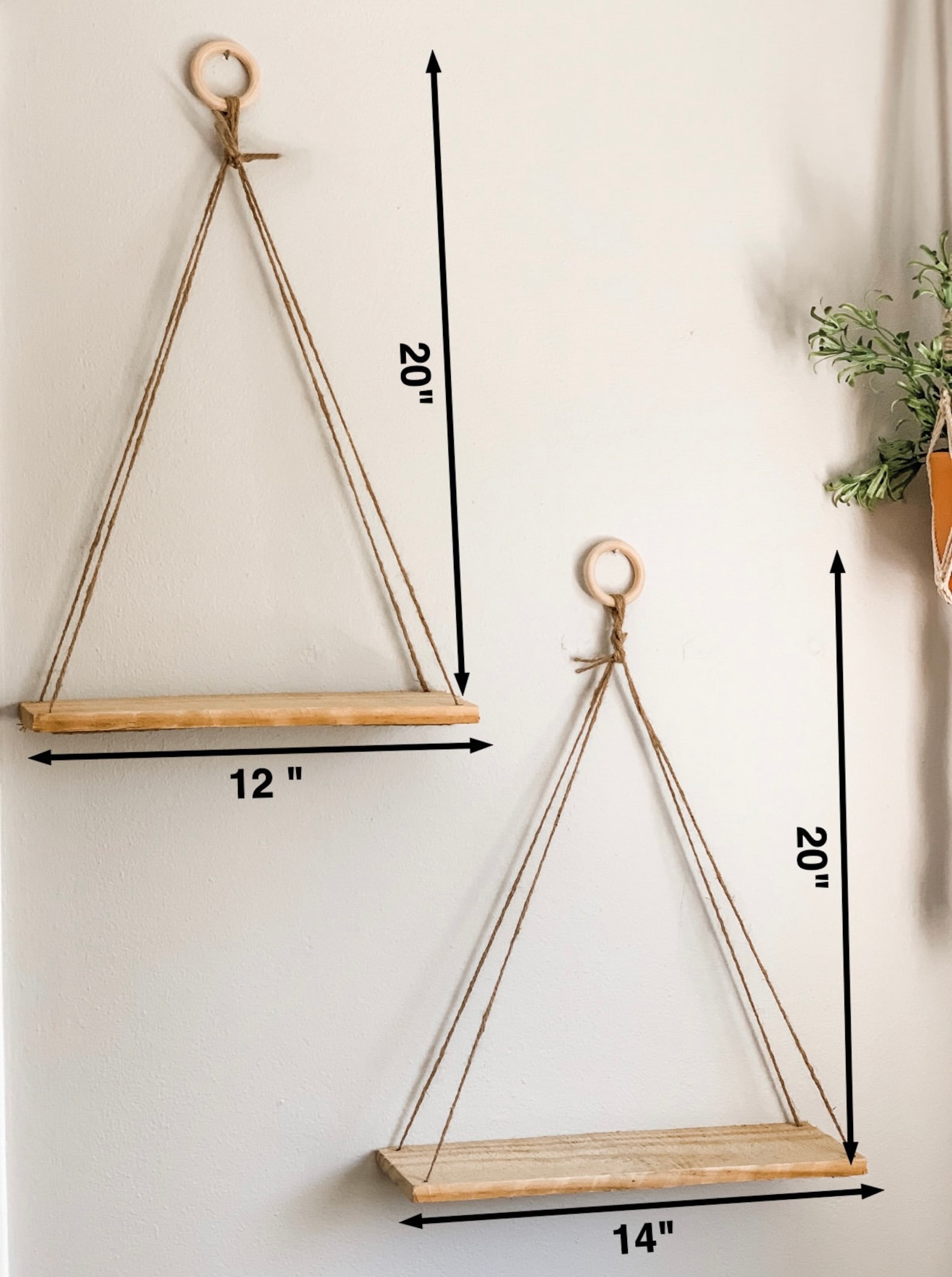 Boho Hanging Shelf Set of 2 hanging shelves hanging Etsy