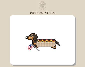 4th of July Hot Dog Wiener Dog Needlepoint Canvas