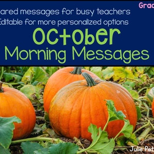 Projectable and Editable October Morning Messages for the SMARTboard or Interactive Whiteboard.Prepared Morning Messages for Morning Meeting