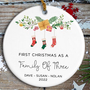 Family of Three Christmas Ornament, Personalized Family Christmas Ornament, Custom Family Keepsake