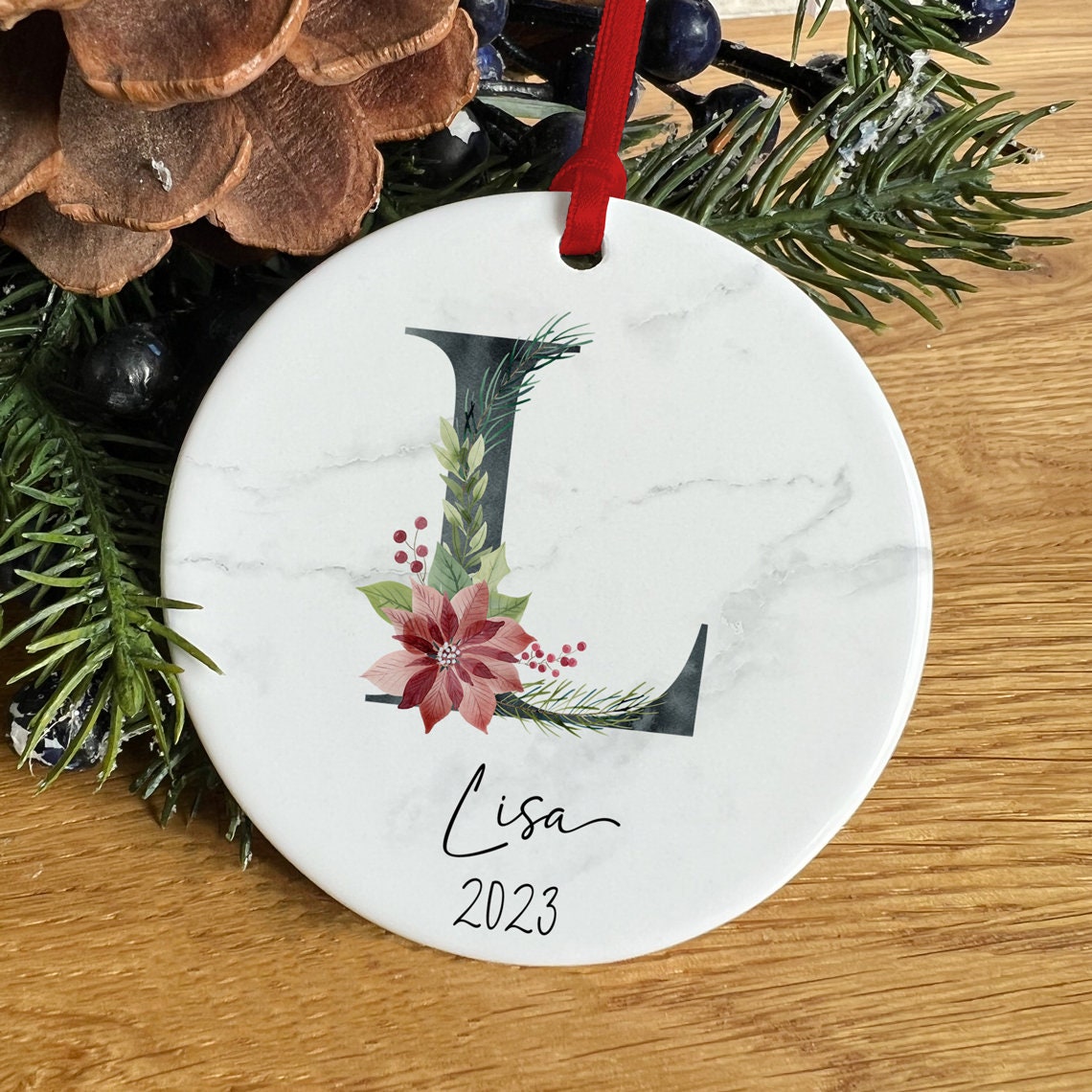Custom Monogram Alphabet Ornament - Personalized Family Christmas Name Decoration