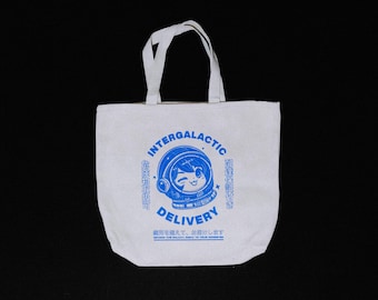 Bolsa de mano con astronauta de anime de entrega intergaláctica / Serigrafía original / Ropa de calle japonesa