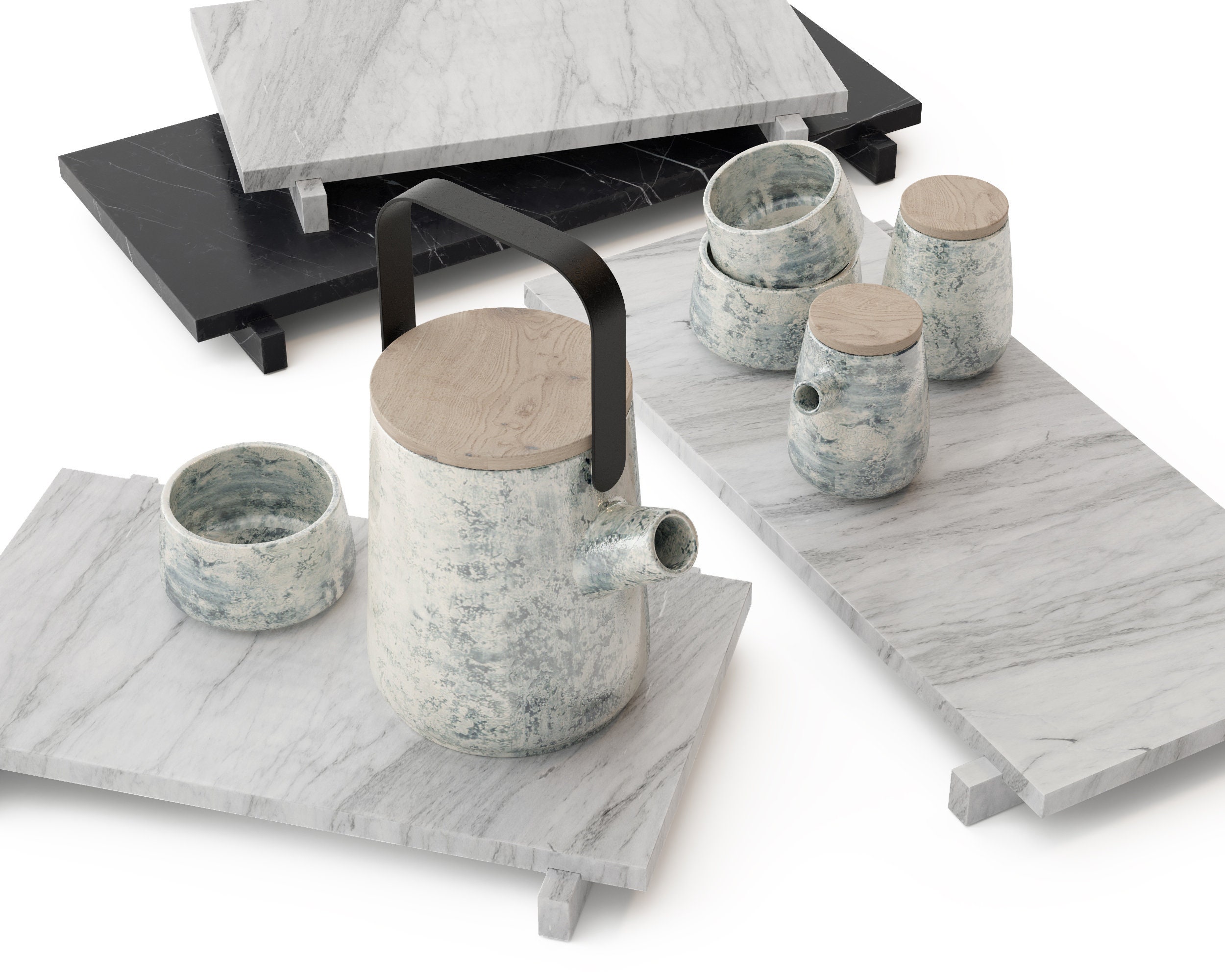 Marble serving trays with stands Etsy