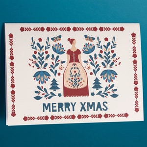 Biglietto di Natale nordico - Buon Natale - Illustrato a mano - Stampato su ordinazione - Hygge - Regalo ideale