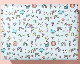 Girls Unicorn Wrapping Paper / Gift Wrap - Birthday - Princess