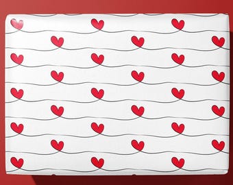 Love hearts Valentines wrapping paper - Handmade - Ideal Gift