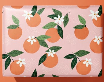 Papel de regalo naranja de verano: papel de regalo de cumpleaños brillante