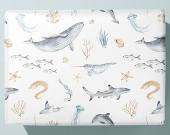 Whale and Sea Creatures Wrapping Paper / Gift Wrap