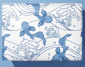 Waves and Koi Carp Oriental Wrapping Paper / Gift Wrap | Printed to order