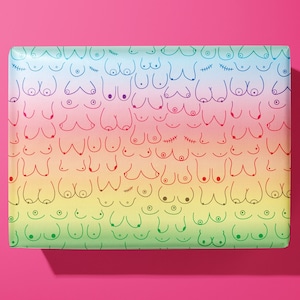 Boob Rainbow Wrapping Paper - boob art - wedding, feminist wrapping paper, hen party, birthday - Hand Made - Ideal Gift