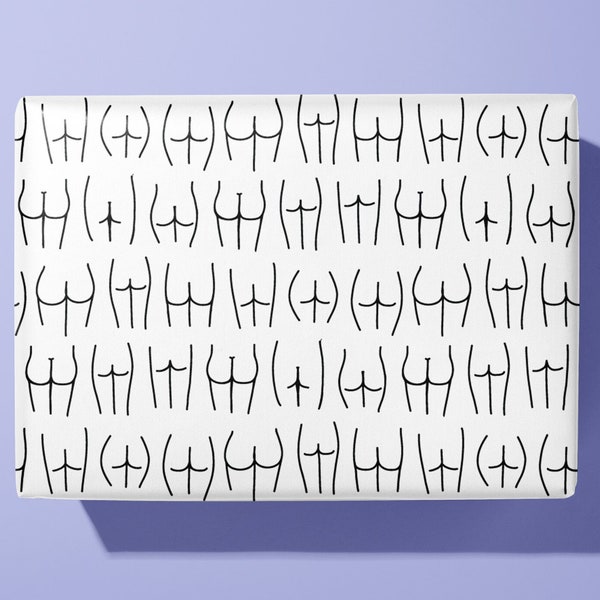 Bottom / Butt Wrapping Paper - funny, wedding, stag do, birthday - Hand Made