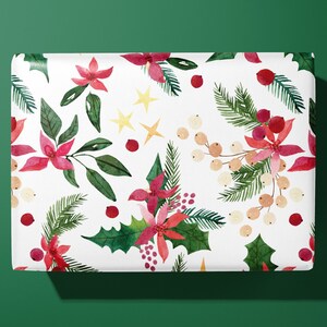 Christmas Poinsettia Wrapping Paper / Gift Wrap | Printed to order - Christmas - Ideal Gift