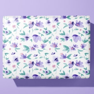 Purple Flower Wrapping Paper / Gift Wrap birthdays and other celebrations image 1