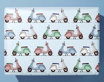 Lambretta / Vespa style Wrapping Paper - motorbike | Scooter | Moped -  Gift Wrap