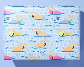 Swimming Wrapping Paper - For swimmers -  Gift Wrap