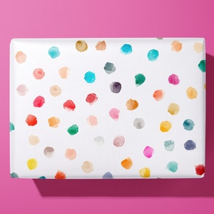 Colourful Polka dot Watercolour Wrapping Paper Hand Illustrated Gift Wrap image 1
