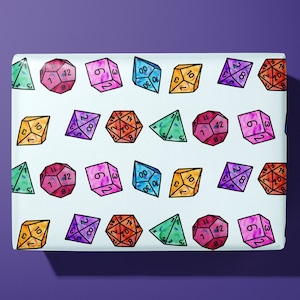 Gaming Dice Wrapping Paper - For DnD and Roleplaying game lovers -  Gift Wrap - Ideal Gift