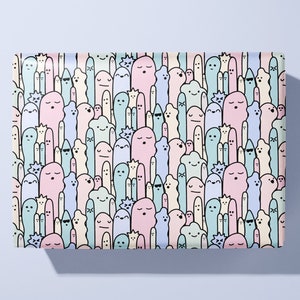 Cute Fun Blobs - Wrapping Paper / Gift Wrap - Kawaii Style - Hand Made - Ideal Gift