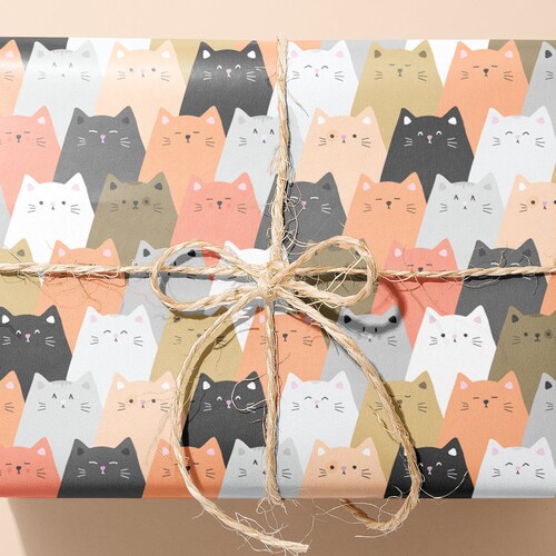 Cat Wrapping Paper Cat Gift Wrap Cat Lover Gift Cat Lady Etsy