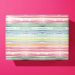 Funky watercolour stripy Wrapping Paper Birthday for kids or adults Hand Illustrated Hand Made image 1