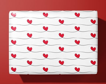 Papier d'emballage Love hearts Valentines - Fait à la main