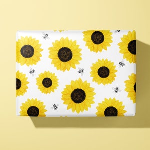 Sunflower Wrapping Paper / Gift wrap Hand Illustrated Hand Made Mother's Day image 1