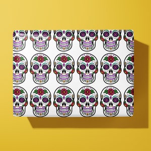 Mexican Skull Wrapping Paper Hand Illustrated Hand Made image 1