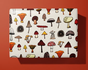 Mushroom Wrapping Paper - Hand Illustrated - Hand Made